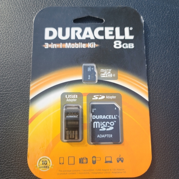 Duracell Du-3In1-08G-R Class 8 8 GB MicroSD Card Universal Adapter DU-3IN1-08G-R - Picture 2 of 4